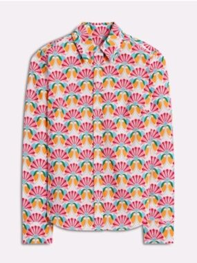 BODEN Sienna Cotton Shirt - Ivory / Daisy Bloom Geo - Size 6R - NWT!